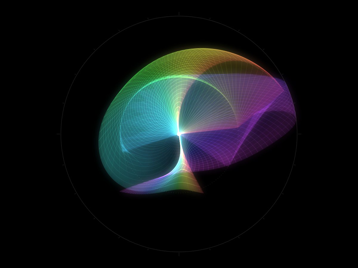 Des centaines de pendules colorés qui se séparent en éventail