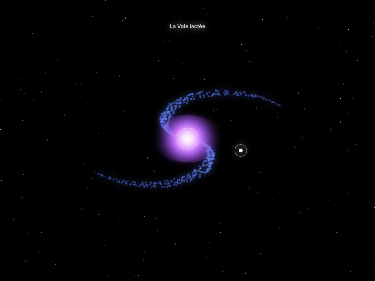 Une galaxie spirale avec la position du Soleil entourée